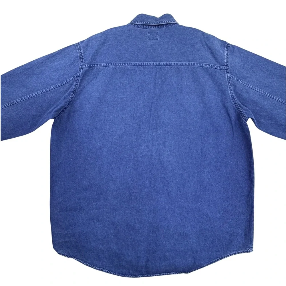Levi's Red Tab Denim Shirt Men LARGE Blue Cotton Metal Buttons Heavy Vintage 90s